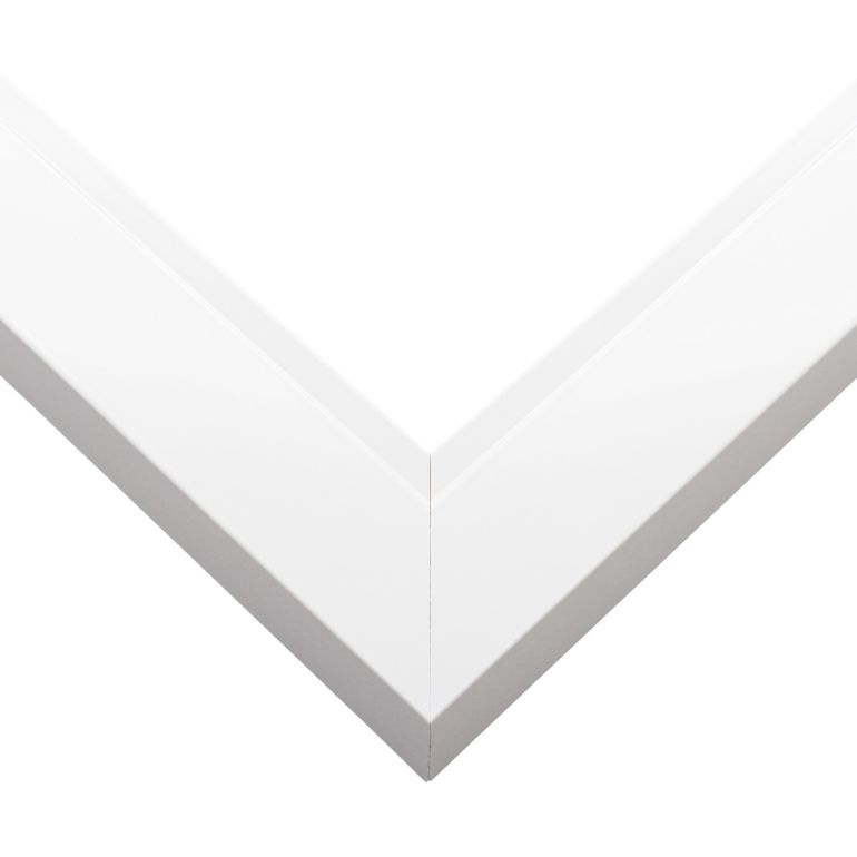 Glossy White Beveled Picture Frame
