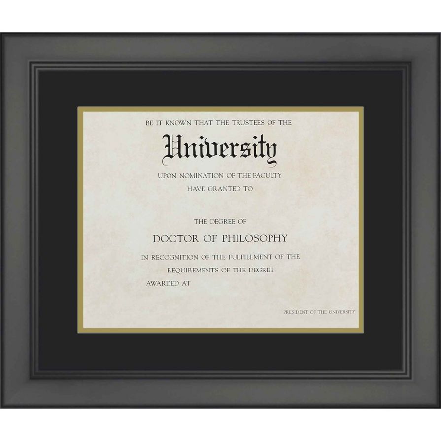 Black Diploma Frame with Black on Gold Double Mat