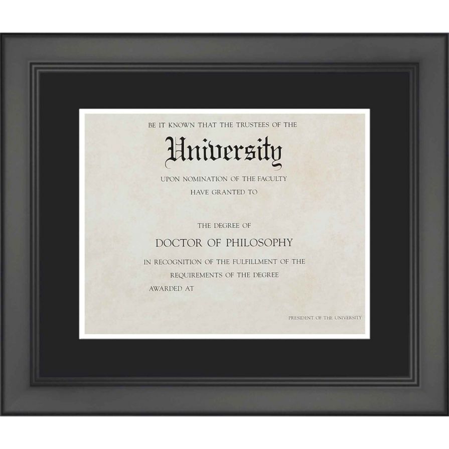 Black Diploma Frame with Black on White Double Mat