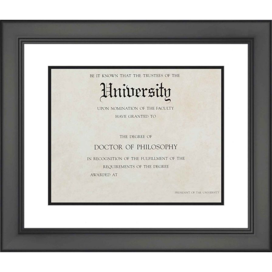 Black Diploma Frame with White on Black Double Mat