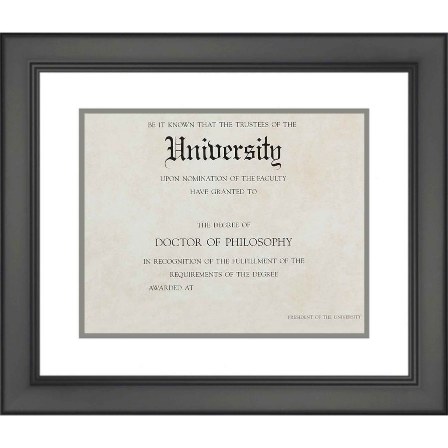 Black Diploma Frame with Silver on Gold Double Mat