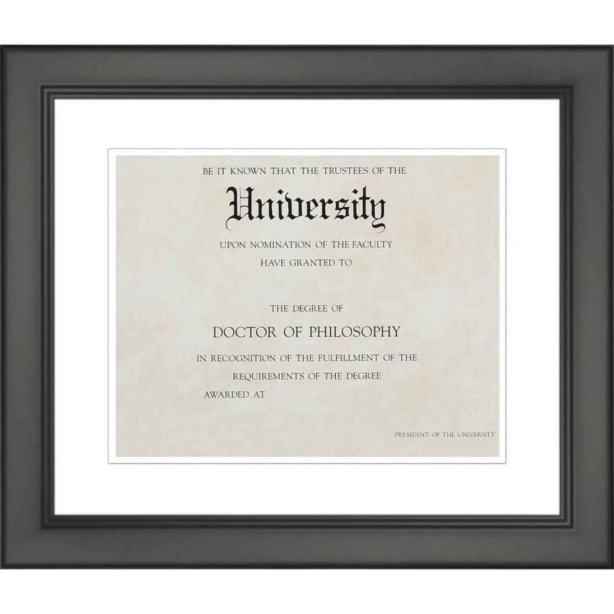 Black Diploma Frame with White on White Double Mat